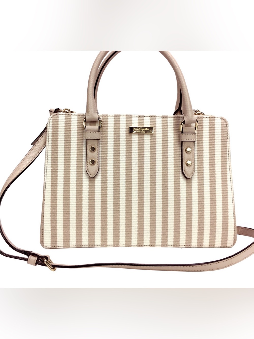 Kate Spade Cream Striped Satchel